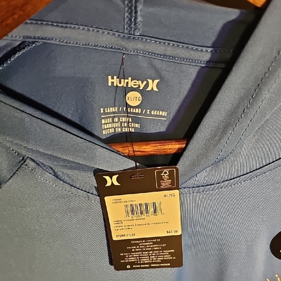 Hurley Deep Blue Long Sleeve Hooded Sunshirt SIZE XL - Picture 3 of 7